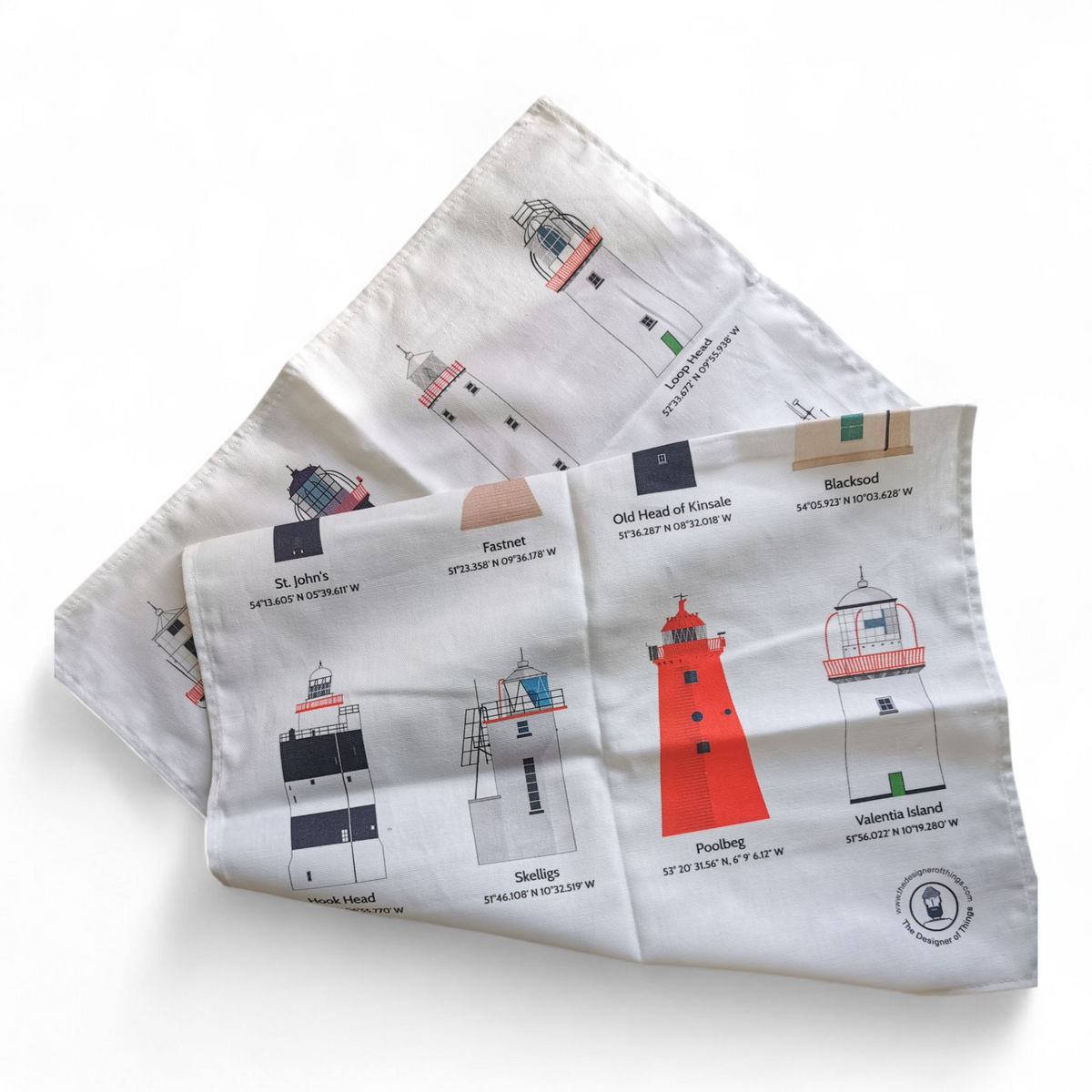 Lighthouses of Ireland Tea Towel