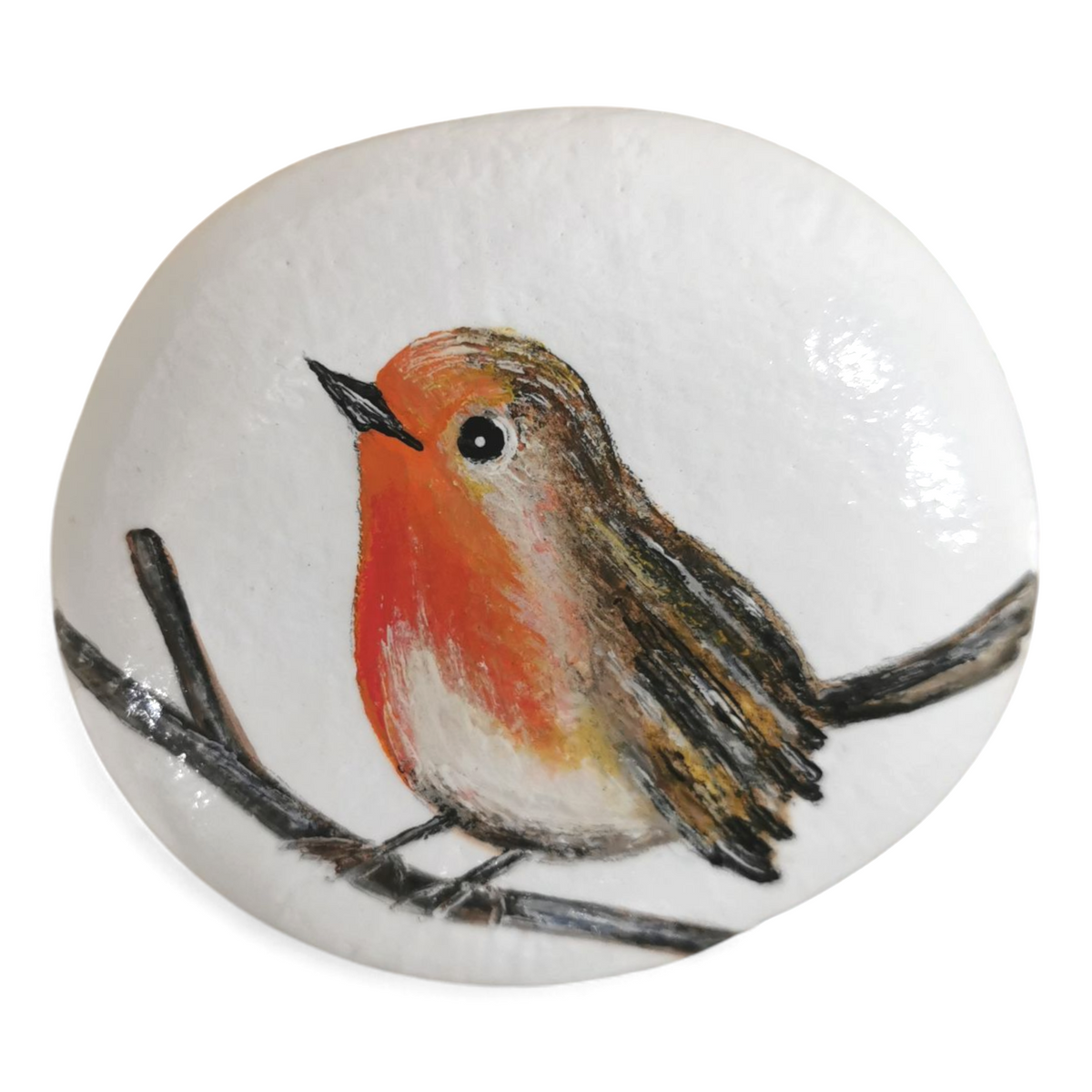 Hand Painted Robin Stone Paperweight