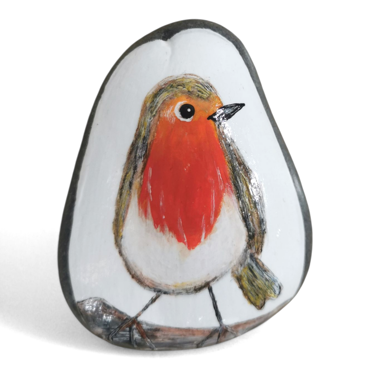 Hand Painted Robin Stone Paperweight