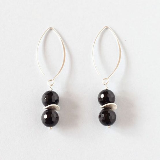 Black Onyx  Drop Earrings (Silver)